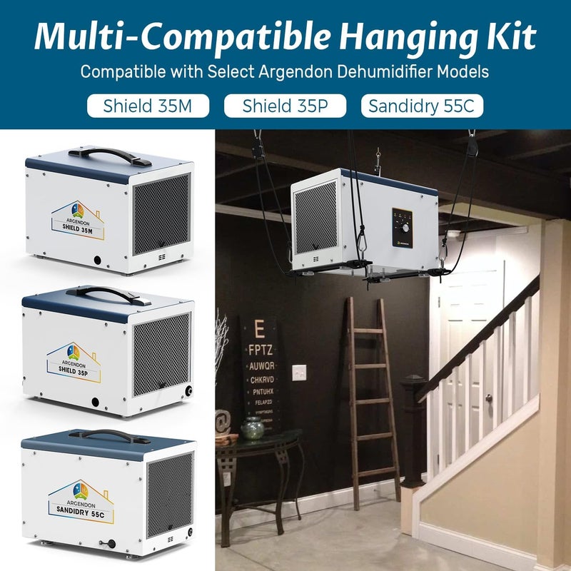 ARGENDON Hanging Kits for Compact Dehumidifiers, Easy Way to Raise and Lower Dehumidifier, Helps Reduce Noise and Vibration of the Unit, Suitable for Crawl Space Dehumidifier Black - Image 3